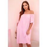Kesi Włoski Damenkleid aus Viskose mit Bindebändern an den Ärmeln, Bonbonrosa | Shoptok.si