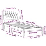 vidaXL Posteljni okvir z oblazinjenim vzglavjem Rjava 90 x 190 cm | Shoptok.si