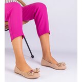 Gemre Beige classic women's suede ballet flats with a bow Merasol | shoptok.hr