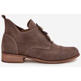 Zazoo Suede Women's Loafers with Decorative Flowers 3080 Dark Beige | Shoptok.si