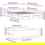  Okvir za krevet s ladicama boja hrasta 120x200 cm drveni | shoptok.hr