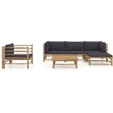 Maison Chic Seti vrtnega pohištva - Vrtna garnitura - Vrtni pohištvo set s temno sivimi blazinami 6-delna bambus, (21797357) | Shoptok.si