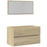 Maison Chic Kopalniška omarica - Kopalniški kabinet z ogledalom sonoma hrast 80x38,5x45 cm, (21788197) Cene