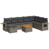 Maison Chic Seti vrtnega pohištva - Vrtna garnitura - Vrtni pohištvo set 9-delna z blazinami siv poli ratan, (21798107) | Shoptok.si