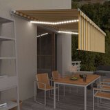 vidaXL Tenda na ručno uvlačenje s roletom LED 5 x 3 m žuto-bijela Cijene