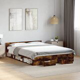  The Living Store Posteljni okvir s predali dimljen hrast 120x190 cm inž. les - Posteljni Okvir, (21457121) Cene