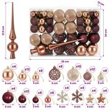  Set božićnih kuglica 111 kom. Boja šampanjca i smeđa 6 cm - Boja šampanjca i smeđa | shoptok.hr