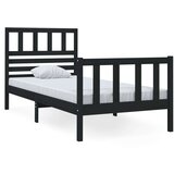  Posteljni okvir črn iz trdnega lesa 75x190 cm 2FT6, (20643150) | Shoptok.si