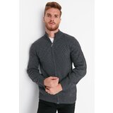 Trendyol Anthracite Men's Slim Fit Half Fisherman Zip Closure Texture Panel Knitwear Cardigan Cijene