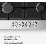 Klarstein Verosteel plinski kuhalnik, 4 plamice, električno vžiganje, kompatibilen z zemeljskim plinom in LPG-jem, 8000 W, 60 cm | Shoptok.si