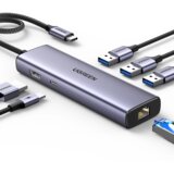 Ugreen 6-v-1 USB-C Hub (100 W PD, 4K@30Hz HDMI) Cene