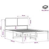  Krevetni okvir s tapiciranim uzglavljem Prirodna i tamnosiva - Prirodna i tamnosiva 150 x 200 cm | shoptok.hr