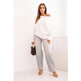 Kesi Włoski Women's asymmetrical batwing viscose sweater ecru | shoptok.hr