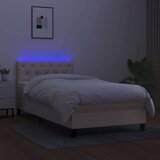  Box spring postelja z vzmetnico LED krem 80x200 cm blago, (20726518) | Shoptok.si
