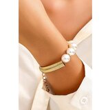 Fenzy Elegantna Narukvica Sa Umjetnim Biserima, Zlatne Boje Fenzy Elegantna Narukvica Sa Umjetnim Biserima, Zlatne Boje Slike