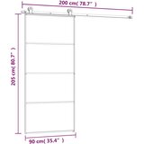  Klizna vrata s priborom 90 x 205 cm od ESG stakla i aluminija | shoptok.hr