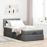 vidaXL Otomanski posteljni okvir z vzmetnico siv 80x200 cm blago | Shoptok.si