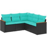 vidaXL Vrtni set od 5 dijelova s jastucima crni poliratan - Crna i plava Bez stola 1 | shoptok.hr
