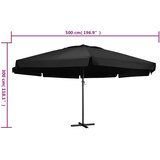  Vrtni suncobran s aluminijskim stupom 500 cm crni | shoptok.hr