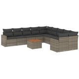 vidaXL 11-dijelni set vrtnih sofa od poliratana s jastucima sivi | shoptok.hr