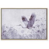  Slika - Majestic flight - a crane in flight in monochrome 60x40 U prirodnom drvenom okviru | shoptok.hr