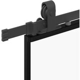  Drsna vrata z opremo črna 90x205 cm ESG steklo | Shoptok.si