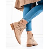 W. POTOCKI Openwork women's lace-up boots Potocki beige | Shoptok.si