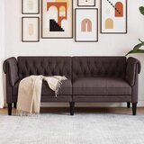 vidaXL kavč dvosed chesterfield temno rjava tkanina | Shoptok.si