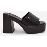 Boto Women's Eco Leather Slide Sandals With Heel And Platform Black Tamirella | shoptok.hr