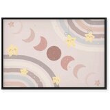  Slika - Joyful Sky - Yellow Cheerful Stars with a Rainbow Against the Phases of the Moon in a Light Beige Sky Hue 120x80 U crnom | shoptok.hr