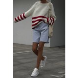 Madmext Mad Girls Ecru Striped Oversize Sweater | Shoptok.si