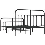  Metalni okvir kreveta uzglavlje i podnožje crni 150x200 cm | shoptok.hr