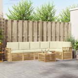  Set vanjskih sofa 7 pcs Bijela i krem 59 x 59 x 37 cm Poliester | shoptok.hr