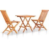  3-dijelni bistro set s bež jastucima od masivne tikovine | shoptok.hr