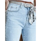 DStreet Spodnie damskie jeansowe slim fit w serca z paskiem SPARKYS niebieskie | Shoptok.si
