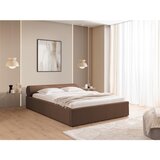 Ropez Rjava oblazinjena zakonska postelja s prostorom za shranjevanje z letvenim dnom 140x200 cm Cille – | Shoptok.si