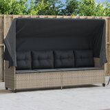 Maison Chic Ležalnik - Sončna ležalnik s streho in blazinami svetlo siv poli ratan, (22043034) | Shoptok.si