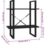 Ormarić za knjige s 2 razine crni 60x30x70 cm konstruirano drvo | shoptok.hr
