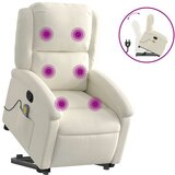 Maison Chic masažni naslanjač - Relax naslanjač s funkcijo vstajanja krem žamet, (22134951) | Shoptok.si