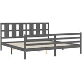  Okvir za krevet s uzglavljem sivi 200 x 200 cm od masivnog drva | shoptok.hr