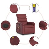 vidaXL Električni masažni naslonjač na podizanje crvena boja vina | shoptok.hr
