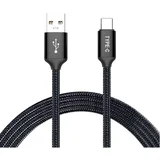 usb data kabel (1.5m, usb-c na usb-a 2.0, najlonski pleteni, crni)