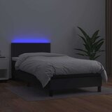  Box spring postelja z vzmetnico LED črn 100x200 cm umetno usnje, (20724163) | Shoptok.si
