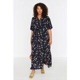 Trendyol Curve Navy Blue Floral Patterned Slit Detailed Dress Cijene