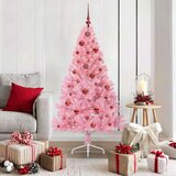 vidaXL Umjetno predsvijetljeno božićno drvce Ružičasta 150 cm PVC | shoptok.hr
