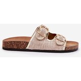 Boto Women's Fabric Slippers On Cork Platform With Buckles Gold Osoffe | ePonuda.com