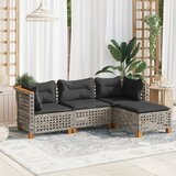Maison Chic Seti vrtnega pohištva - Vrtna garnitura - Vrtni pohištvo set 4-delna z blazinami siv poli ratan, (21818960) | Shoptok.si