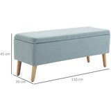  Tapecirana klupa za odlaganje izgled lana drvene noge 110x39x45 cm svijetlozelena | shoptok.hr