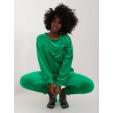 Fashion Hunters green casual velour set with sweatshirt cene