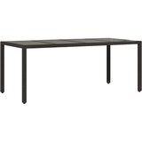  Vrtni stol sa staklenom pločom crni 190x90x75 cm od poliratana | shoptok.hr